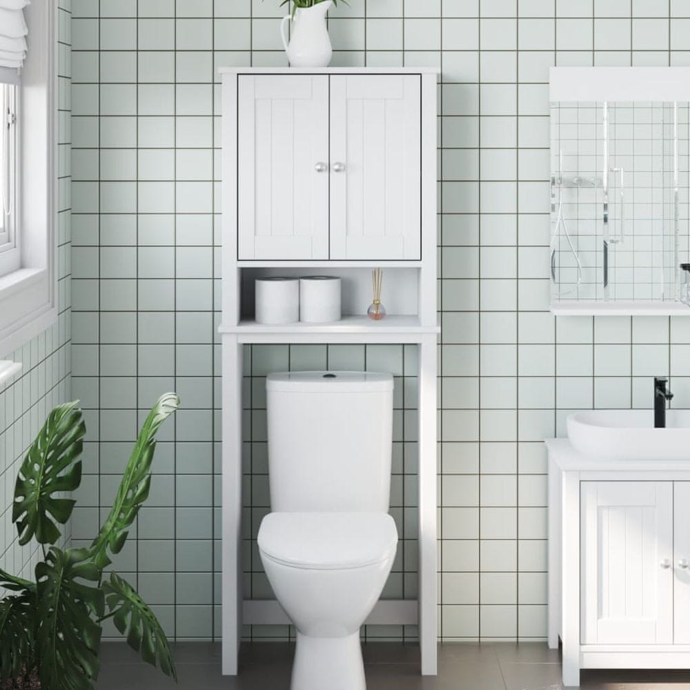 Vidaxl Záchodový úložný priestor BERG biely 60x27x164,5 cm masív
